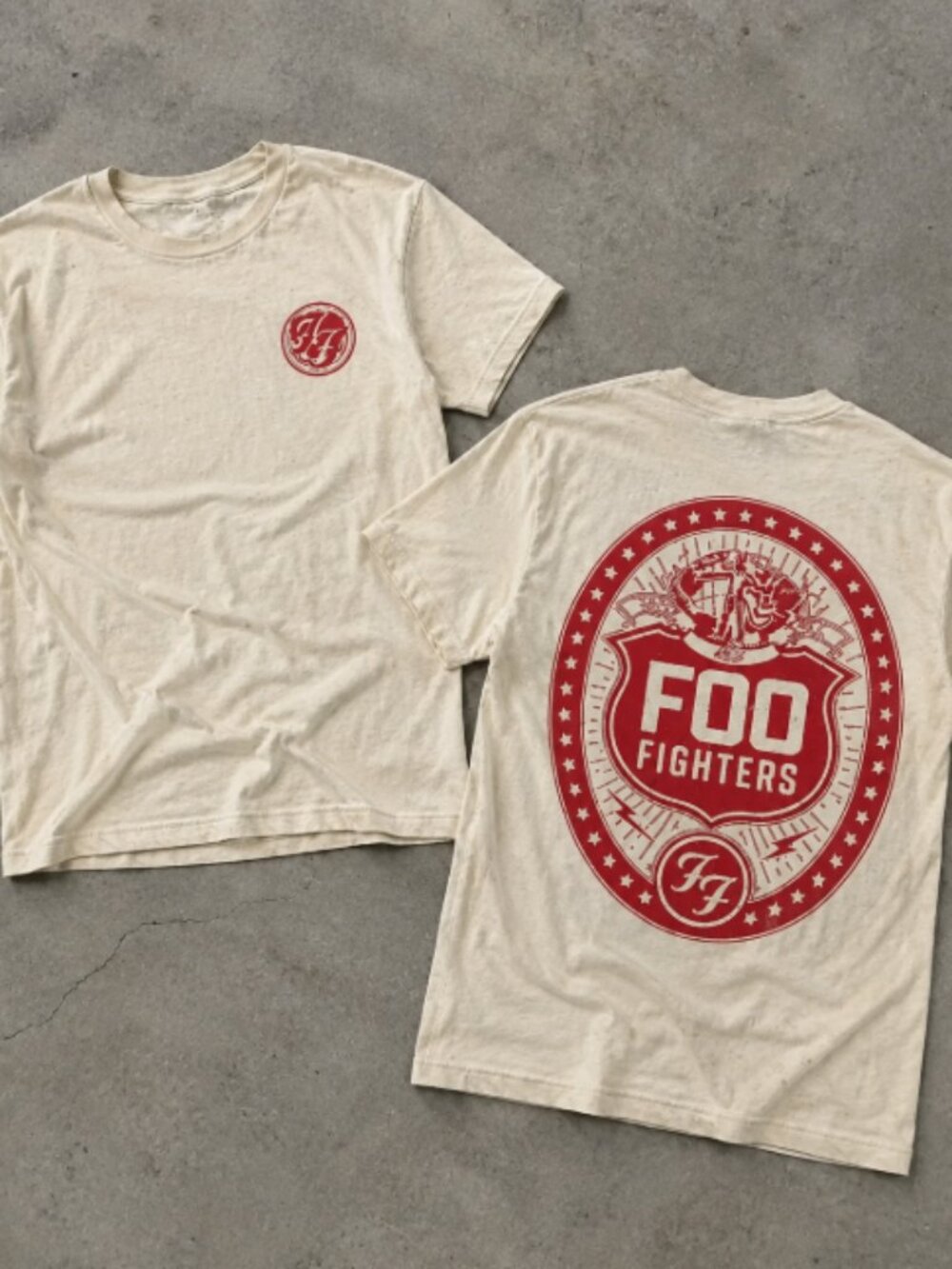 Foo Fighters Rock N Roll Skull T Double Sided Concert T-Shirt Reprint